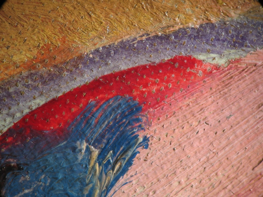 И.И. Машков. Италия. Нерви. Пейзаж с акведуком (1913, инв. Ж-745). Съемка под микроскопом. 